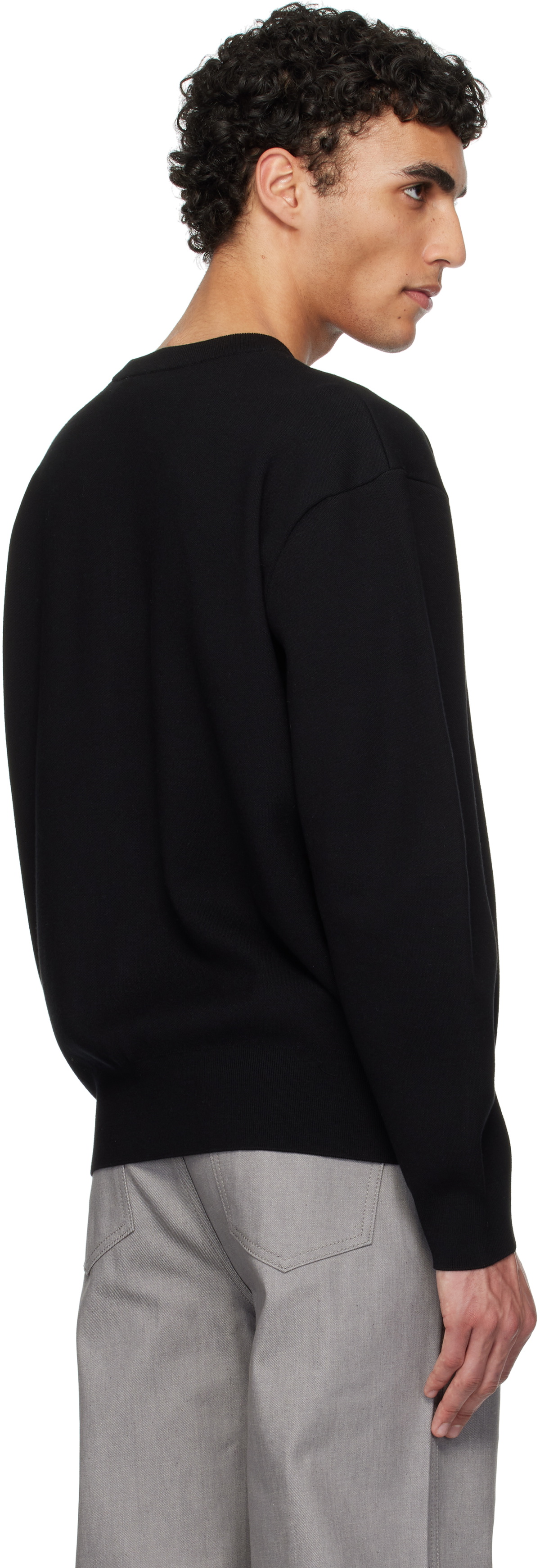 AMOMENTO Black Semi Oversized Cardigan