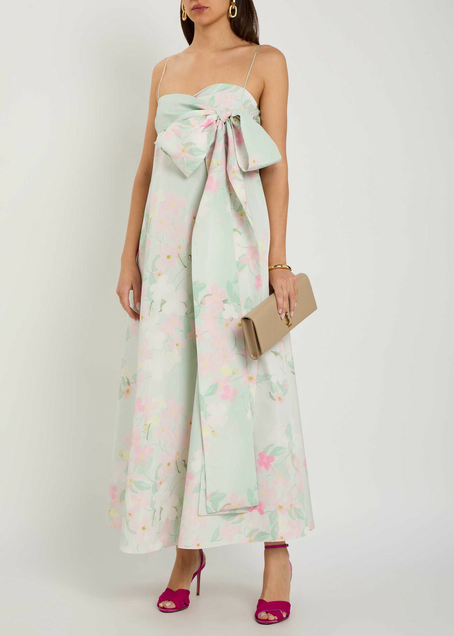 Bernadette Bailey bow Floral-print Shell Midi Dress Mint