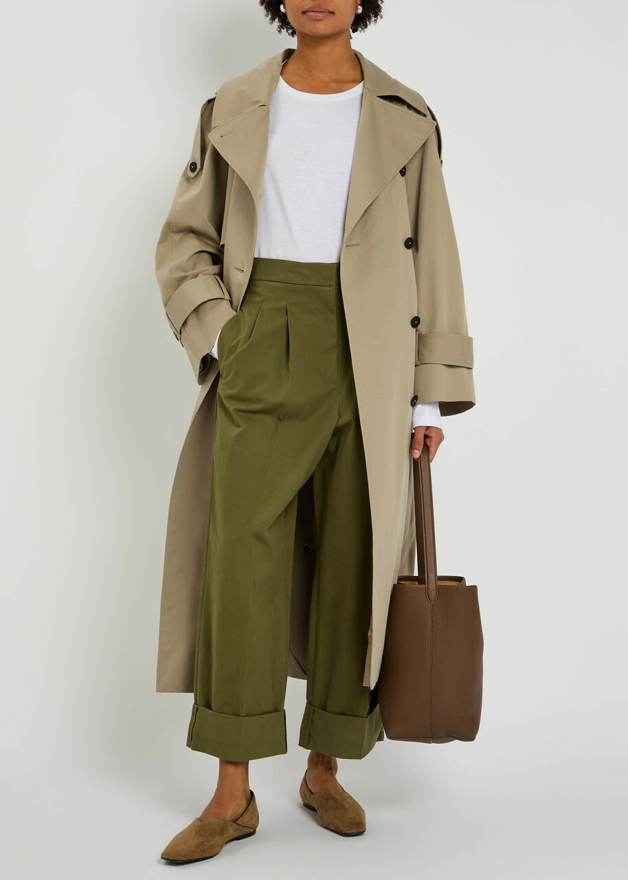 Weekend Max Mara Turn-up Twill Trousers Olive