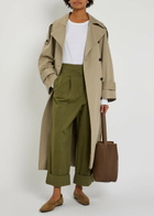 Weekend Max Mara Turn-up Twill Trousers Olive