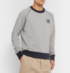 AMI - Logo-Print Mélange Fleece-Back Cotton-Jersey Sweatshirt - Gray