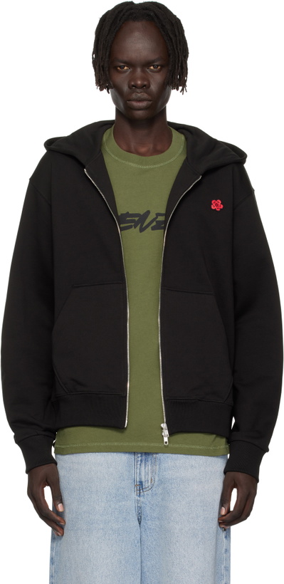 Photo: Kenzo Black Kenzo Paris 'Boke Flower' Embroidered Zipped Hoodie