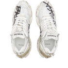 Balenciaga Men's Graffiti Runner Sneakers in White/Black