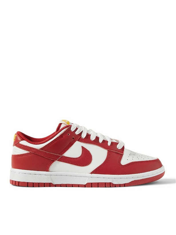 Photo: Nike - Dunk Low Retro Leather Sneakers - Red