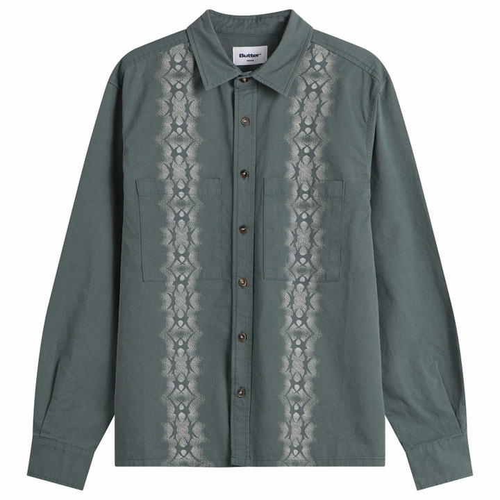 Photo: Butter Goods Men's Fade Button Up Shirt in Washed Navy