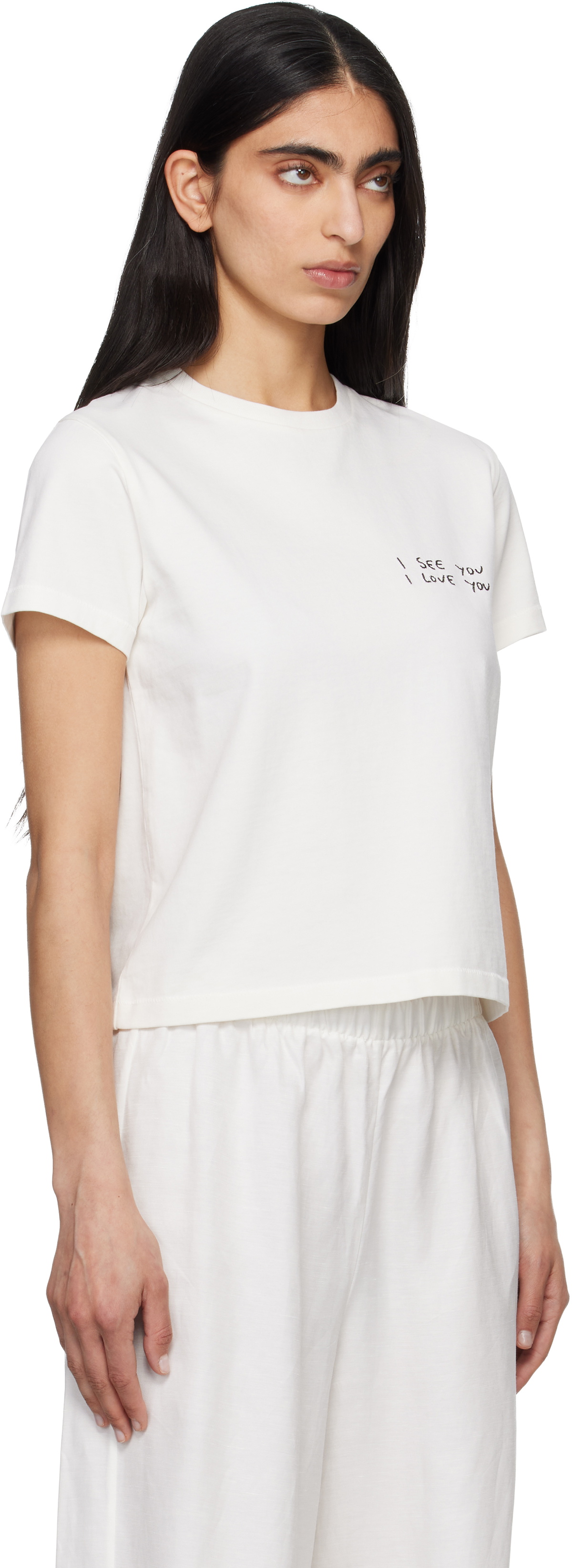 ANINE BING White Shelley 'I See You I Love You' T-shirt