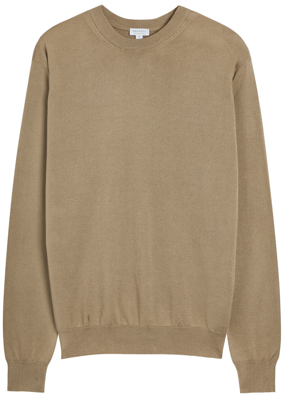 Sunspel Cotton Jumper Light Brown
