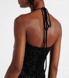 Clio Peppiatt Mariposa embellished halterneck gown