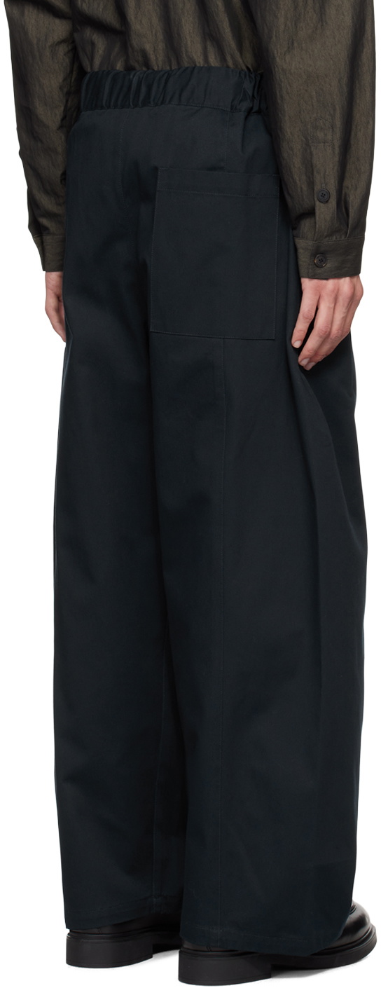 SAGE NATION Navy Box Pleat Trousers SAGE NATION