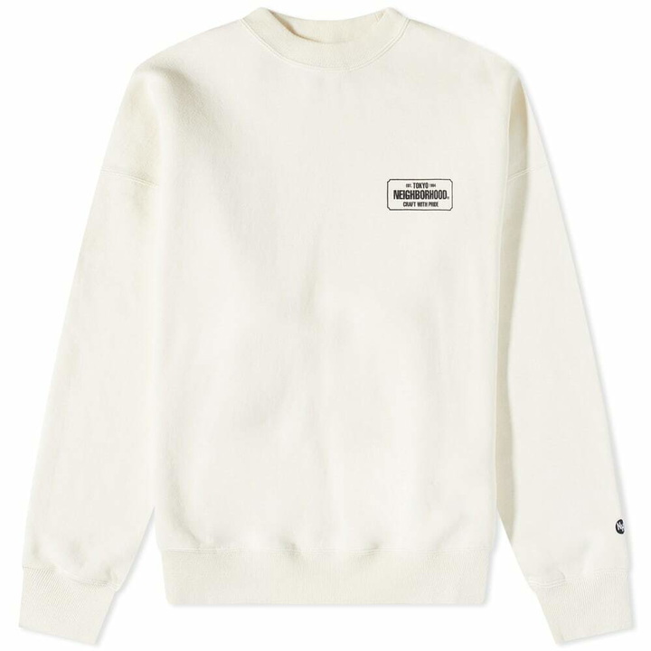 Photo: Neighborhood Men's Classic Bar Logo Crew Sweat in Off White