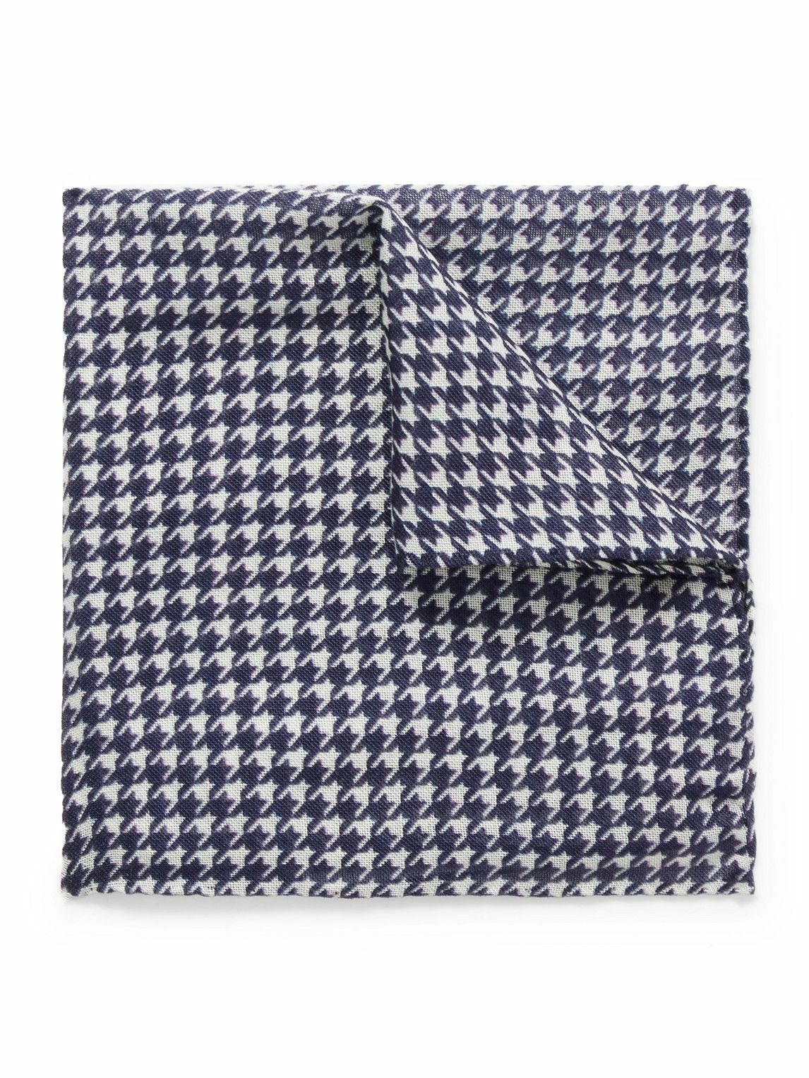 Anderson & Sheppard - Houndstooth Wool and Silk-Blend Pocket Square