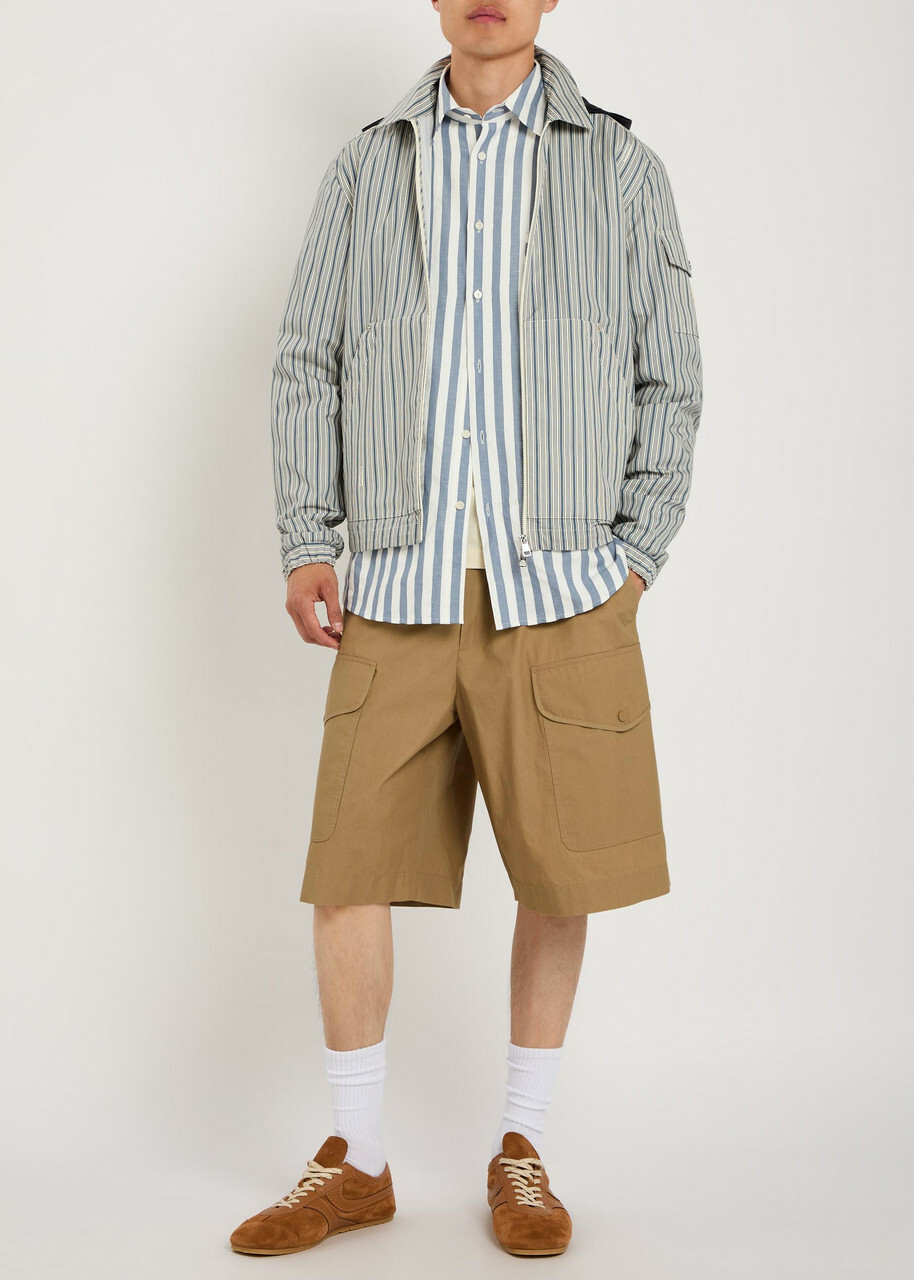 Moncler Drawstring Cotton-poplin Cargo Shorts Brown