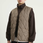 Taion Men's Military V-Neck Zip Down Vest in Dark Khaki