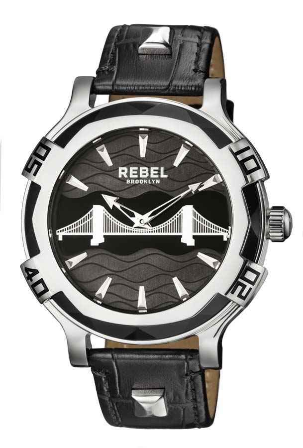 Rebel Brooklyn Bridge Black Dial Mens Watch RB102-4071