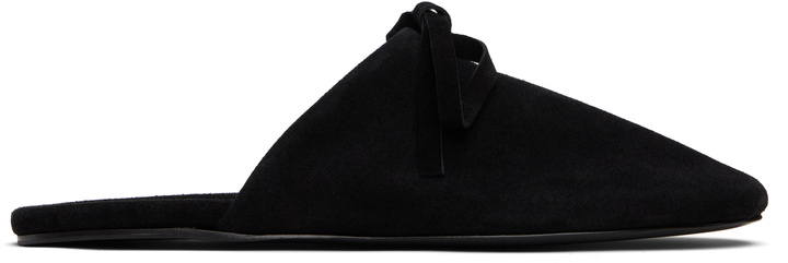 Photo: MARIE ADAM-LEENAERDT Black Bow Suede Slippers
