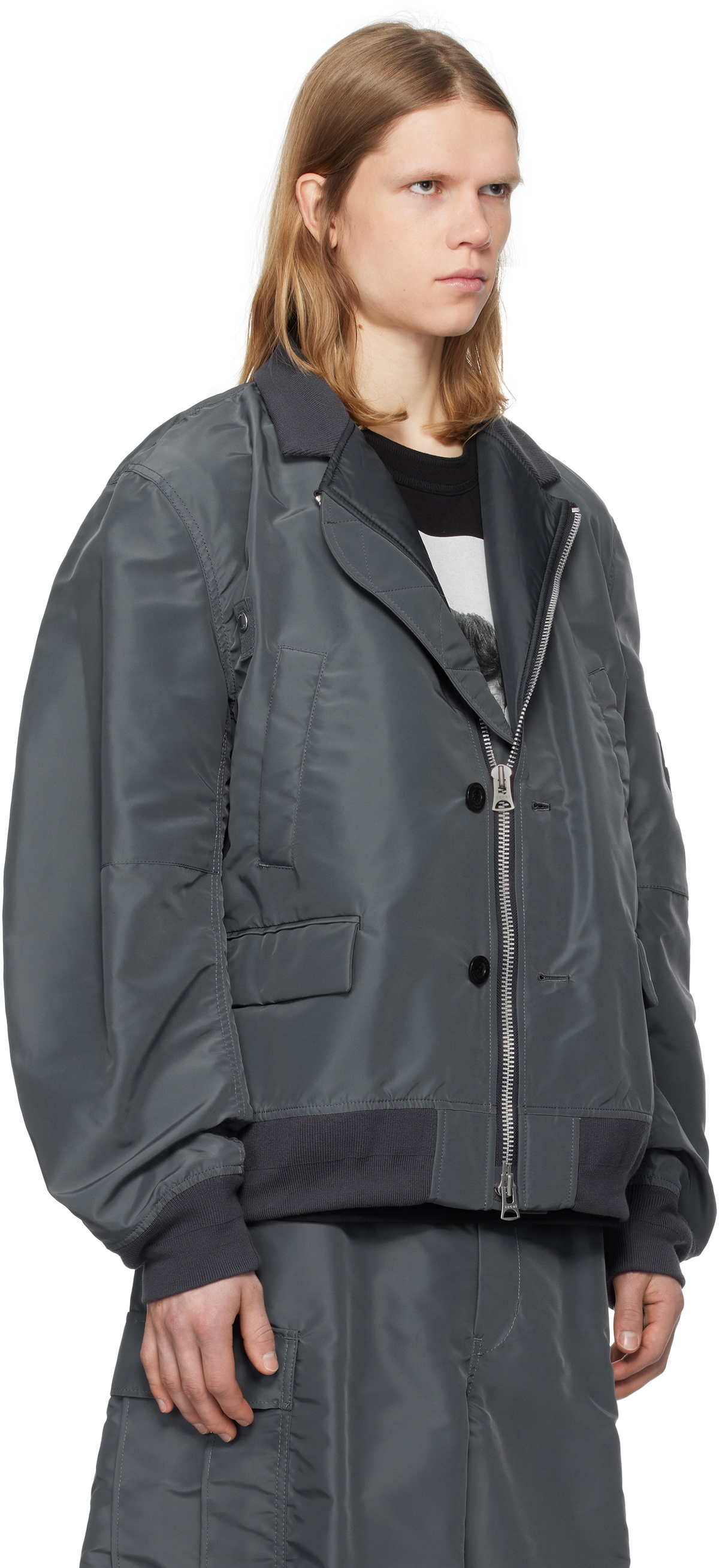 ■sacai■サカイ■Nylon Twill Bomber Jacket■ジャケット sacai Blue Nylon Twill Bomber Jacket Sacai