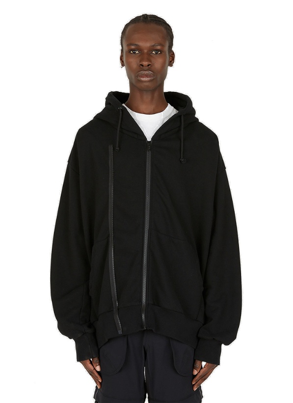 Photo: Double Zip Hooded Sweatshirt in Black