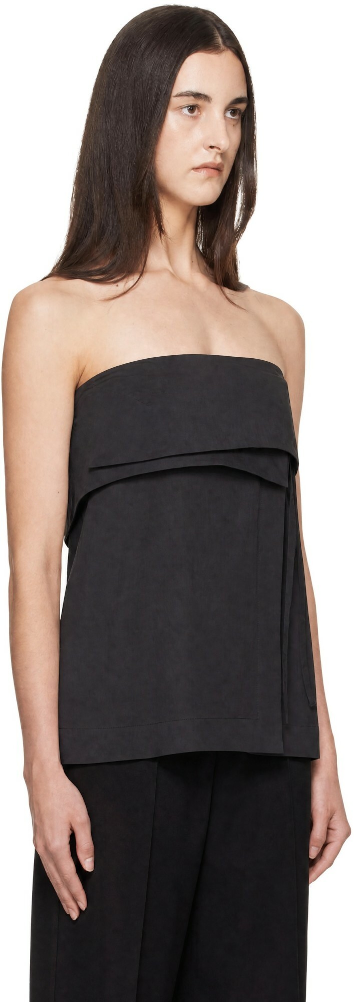 St. Agni Gray Strapless Wrap Top