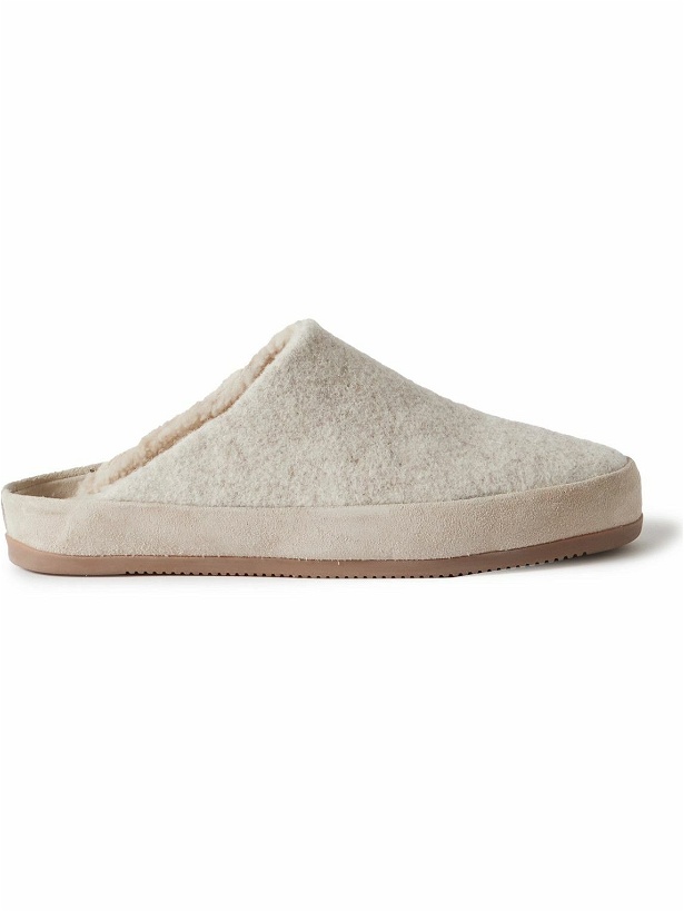 Photo: Mulo - Suede-Trimmed Shearling-Lined Recycled Wool Slippers - Neutrals