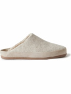 Mulo - Suede-Trimmed Shearling-Lined Recycled Wool Slippers - Neutrals