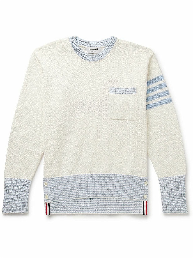 Photo: Thom Browne - Hector Striped Intarsia-Knit Cotton Sweater - Neutrals