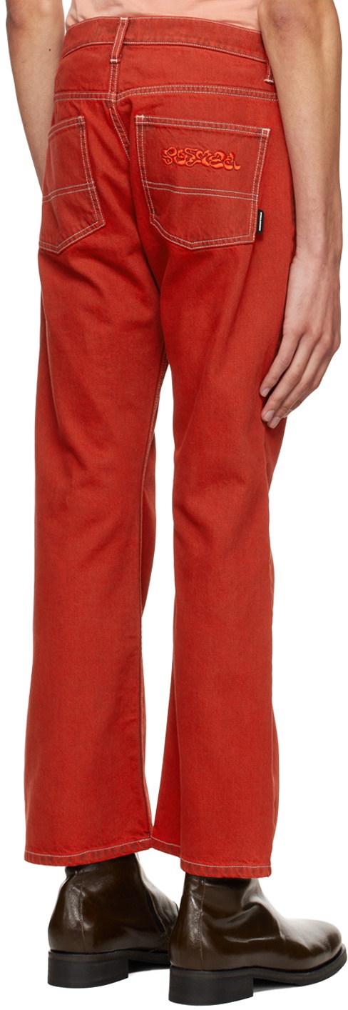 PALMER Red Embroidered Jeans