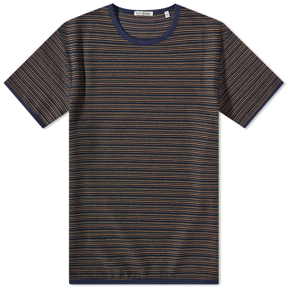 Our Legacy Men's Striped Tanker T-Shirt in Navy/Brown Crepe Stripe