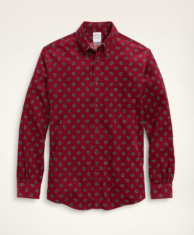 Photo: Brooks Brothers Men's Regent Regular-Fit Sport Shirt, Foulard Pinwale Corduroy | Burgundy