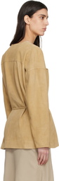 LE17SEPTEMBRE Tan Collarless Suede Jacket
