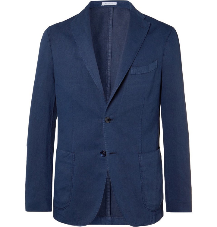 Photo: Boglioli - Navy K-Jacket Slim-Fit Unstructured Cotton-Blend Drill Blazer - Blue