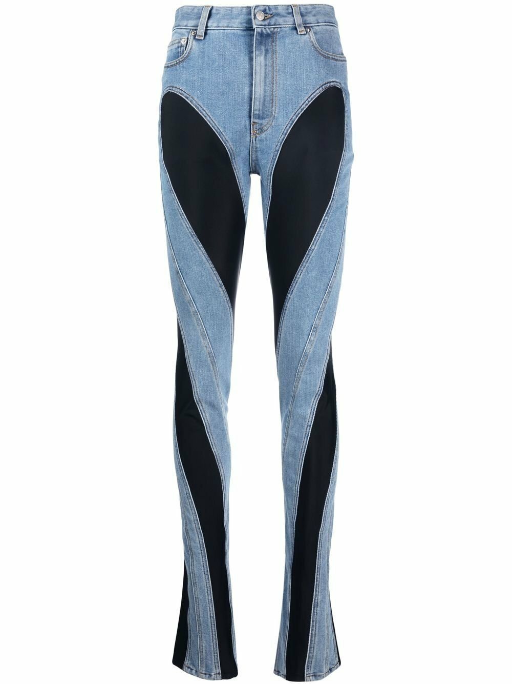 Mugler Blue Two-Tone Skinny Jeans Mugler