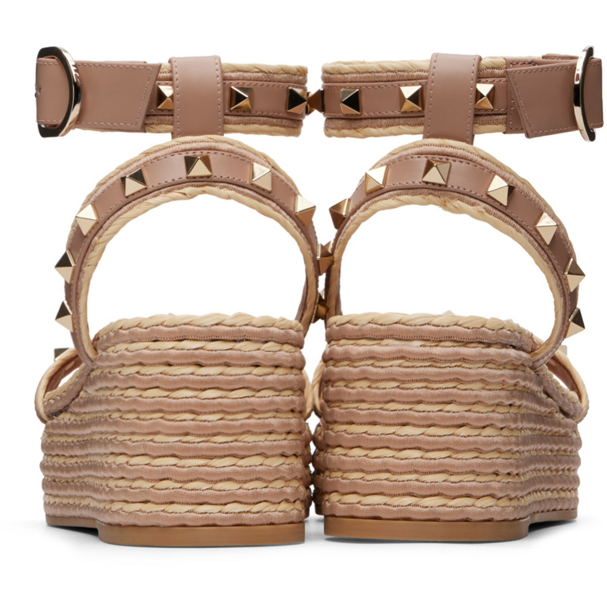 Valentino Garavani Pink Rockstud Flatform Heeled Sandals