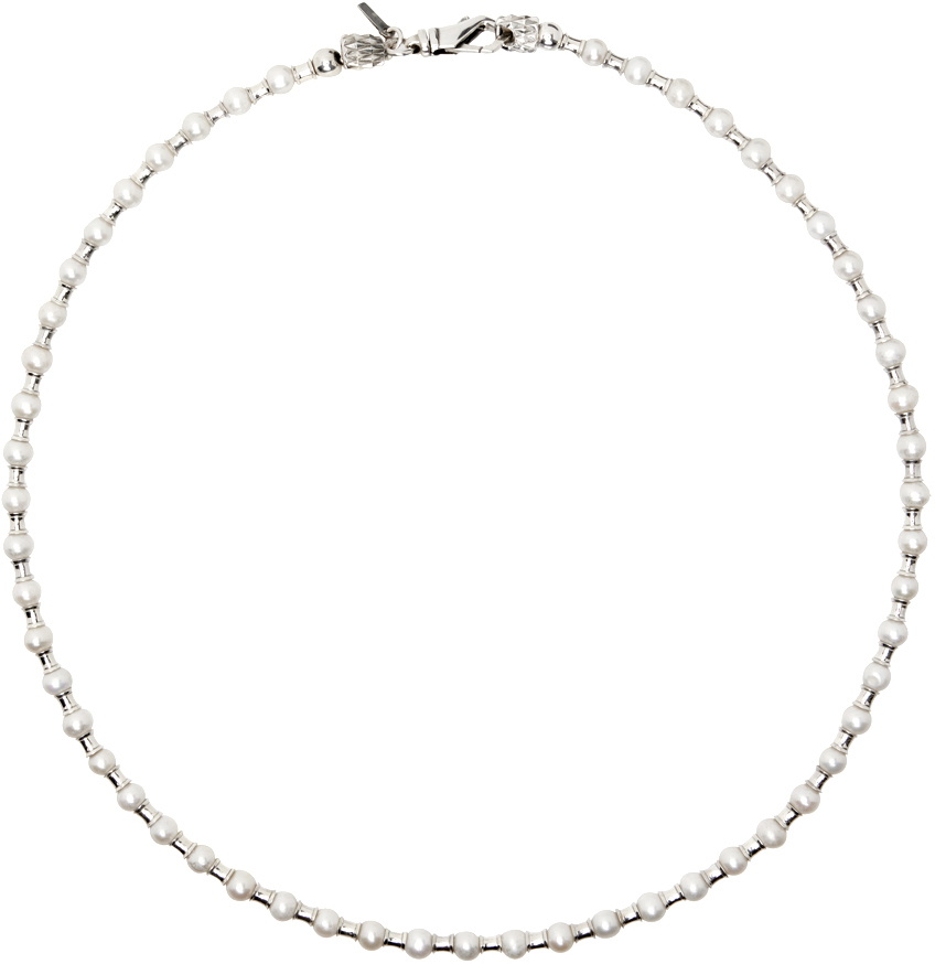 Emanuele Bicocchi White & Silver Pearl Spacers Necklace