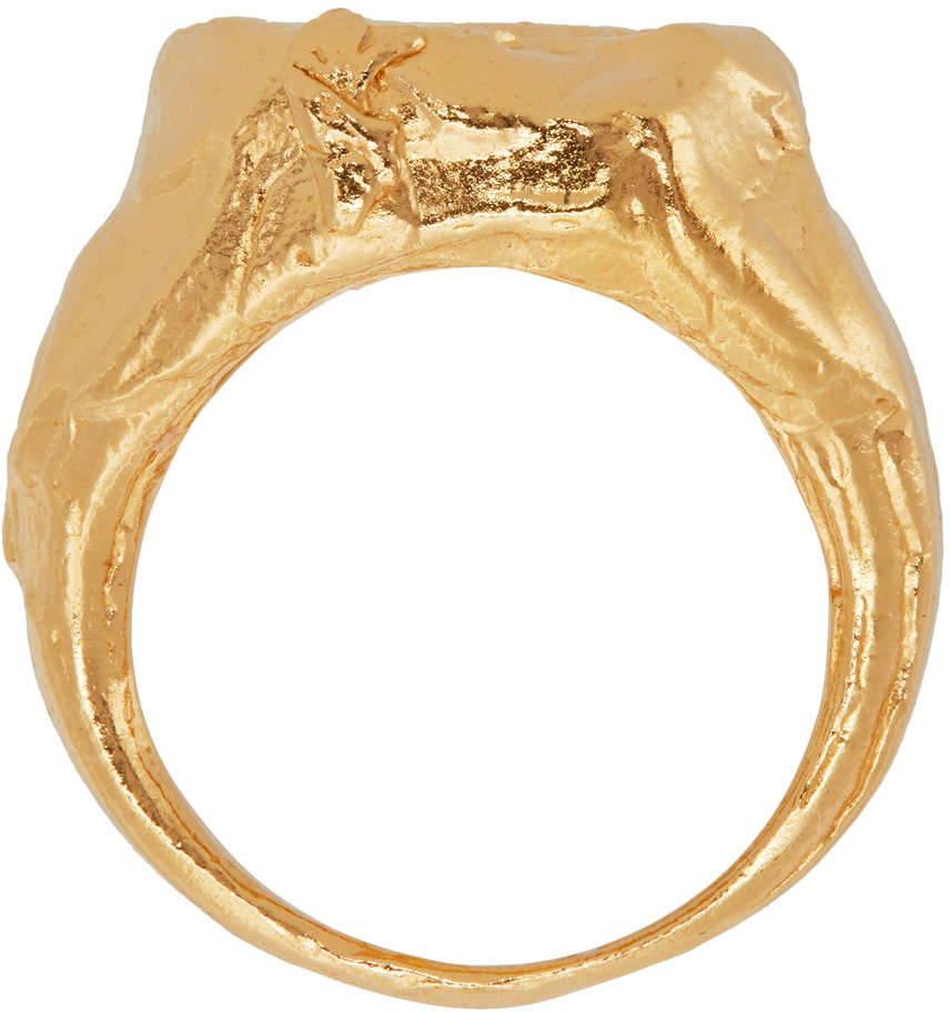 Alighieri Gold The Aquarius Signet Ring Alighieri