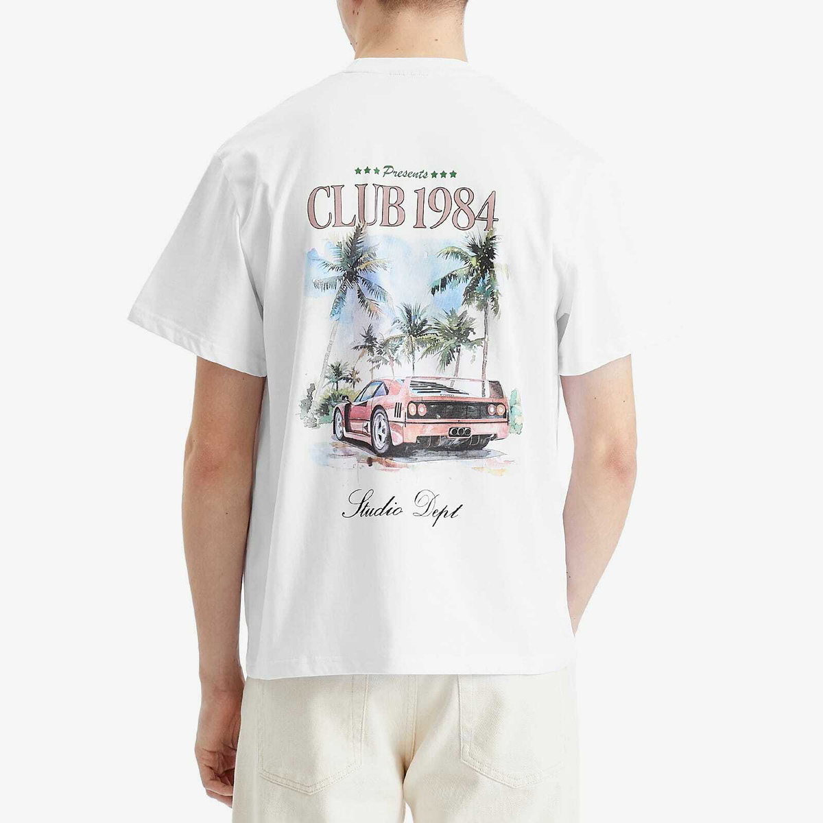 Club 1984 Men's Palm Drive T-Shirt in White Club 1984