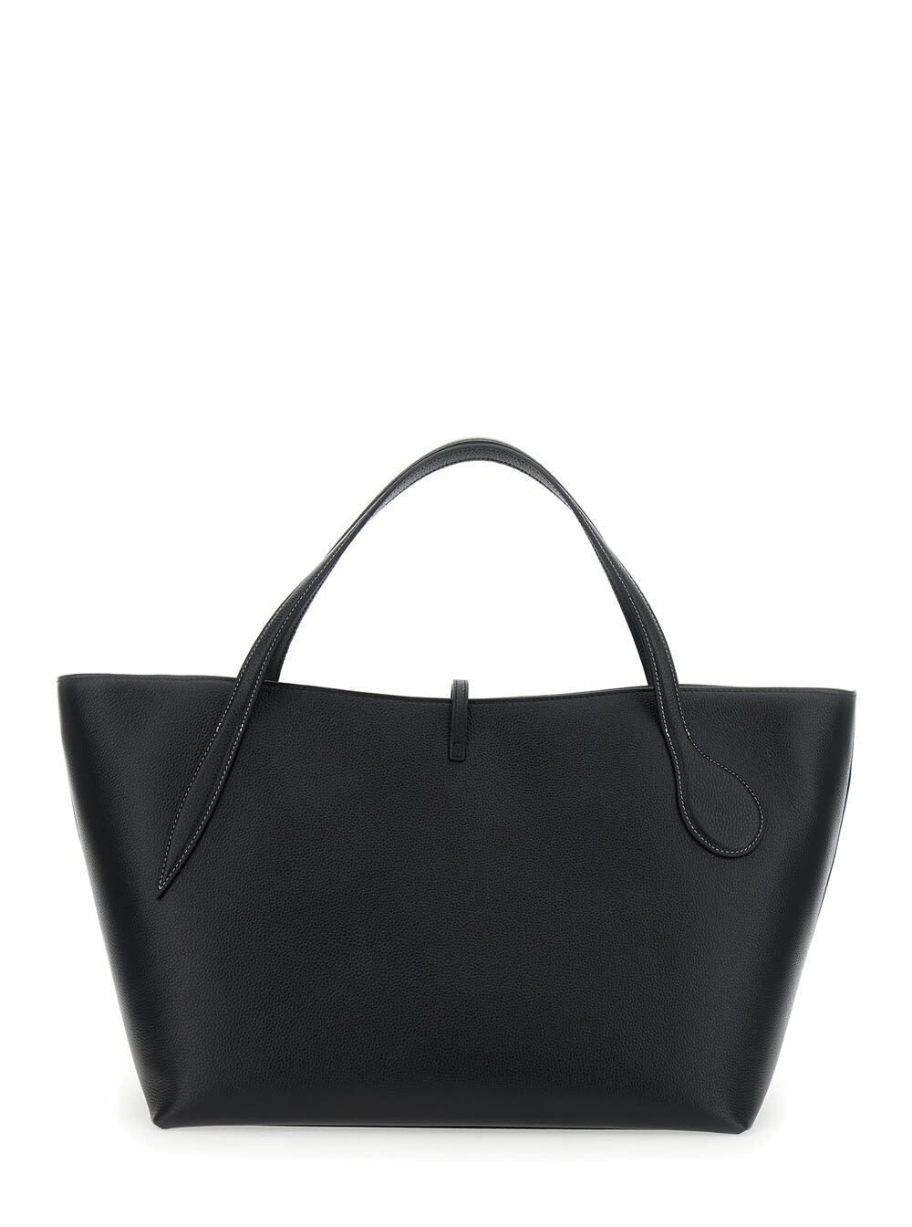 Little Liffner zip Penne Black Tote Bag With Two Top Handles And Logo Plaque On The Front In Leather Woman