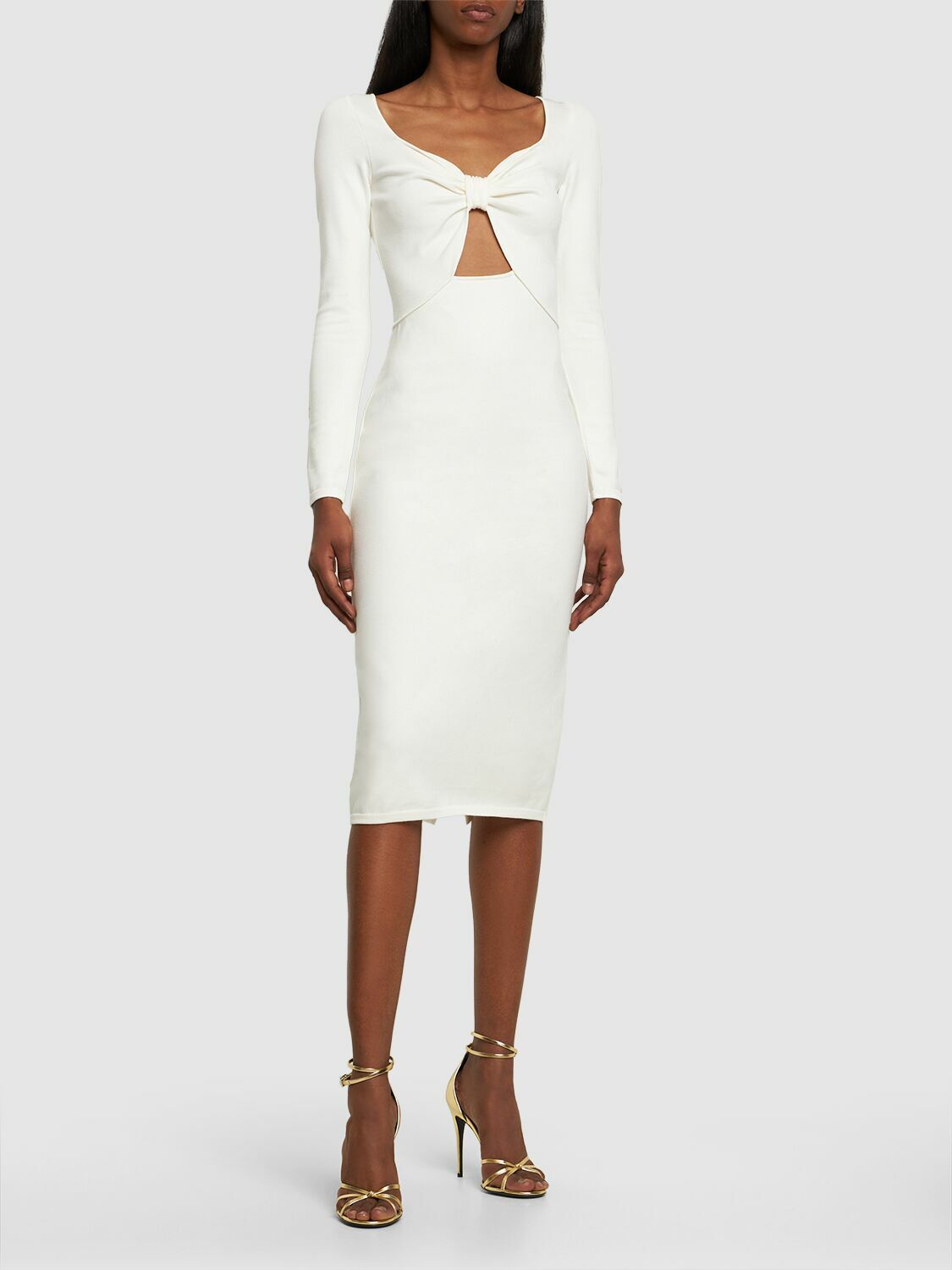 GIAMBATTISTA VALLI - Viscose Knit Cutout Midi Dress W/ Bow Giambattista Valli GIAMBATTISTA VALLI - Viscose Knit Cutout Midi Dress W/ Bow Giambattista Valli