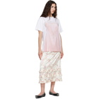 Simone Rocha White & Pink Bow Sash Slip Dress Trompe L'Oeil Print T-shirt