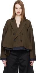 sacai Brown Suiting & Denim Blazer