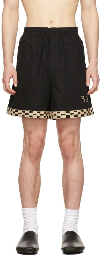 Photo: Bode Black Checkerboard Rugby Shorts