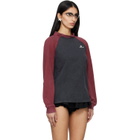 SHUSHU/TONG Gray & Burgundy Crewneck Long-Sleeve T-shirt