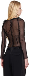 AARON ESH Black Ruched Blouse