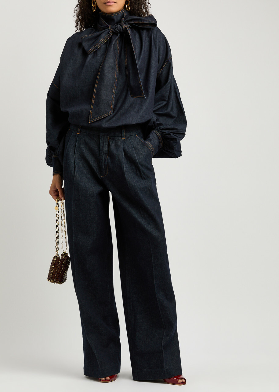 Zimmermann Illustration Wide-leg Jeans Navy Zimmermann