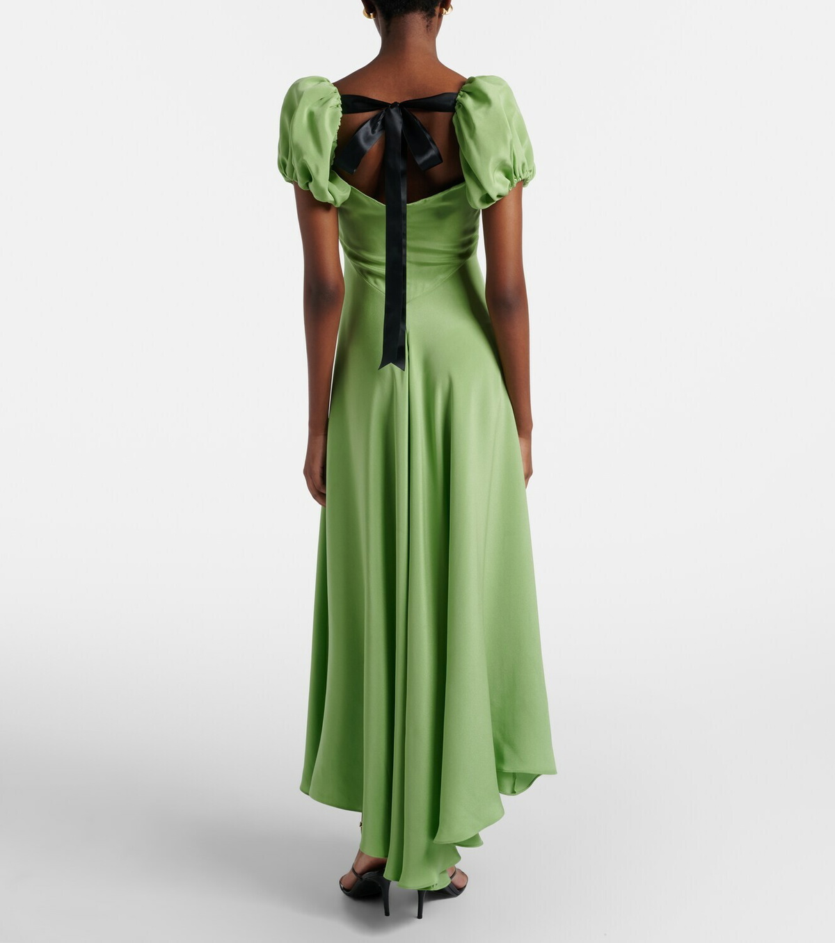 Rodarte Puff-sleeve silk crêpe maxi dress
