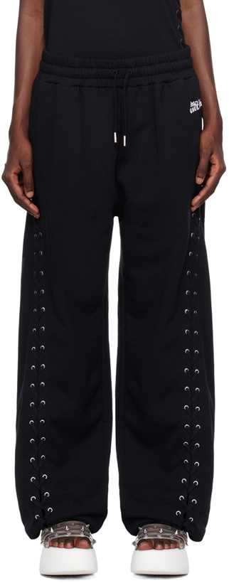 Photo: Jean Paul Gaultier Black 'The Lace-Up JPG' Lounge Pants