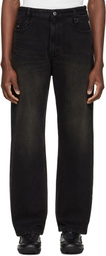 WOOYOUNGMI Black Tin Wash Straight Jeans
