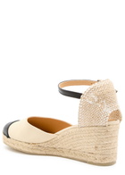 Castañer Coraline Leather Wedge Espadrilles Black And White