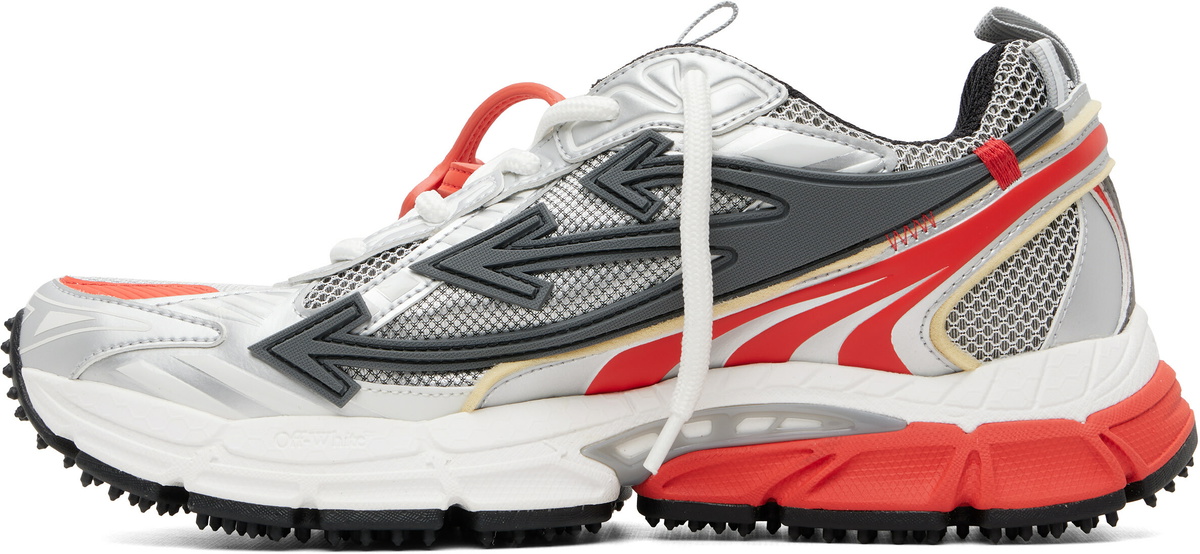 Off-White Silver & Red 'Be Right Back' Sneakers