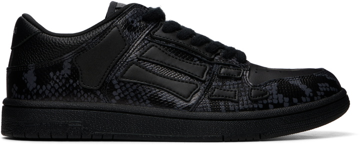 Photo: AMIRI Black Printed Python Skel Top Low Sneakers