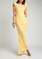DE LA Vali Florentine Chiffon Maxi Dress Yellow